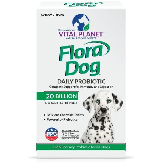 Vital Planet - Flora Dog Chewable - High Potency, Multi-Strain Probiotic Formula for Dogs