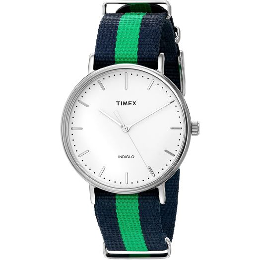 Timex Unisex TW2P90800 Fairfield 41 Blue/Green Nylon Slip-Thru Strap Watch