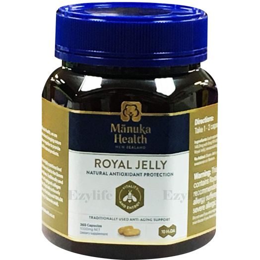 Manuka Health 10hda Royal Jelly 1000mg 180 and 365 Capsules 100% Pure Royal Jelly Immune System Booster and Supports Skin Health and Vitality (365)