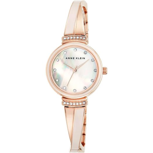 Anne Klein Women's AK/2216BLRG Swarovski Crystal-Accented Rose Gold-Tone and Blush Pink Bangle Watch