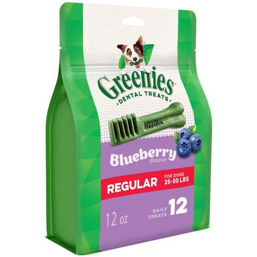 Greenies Bursting Blueberry Dog Dental Treat | Regular Size 12 Count - Pack of 2