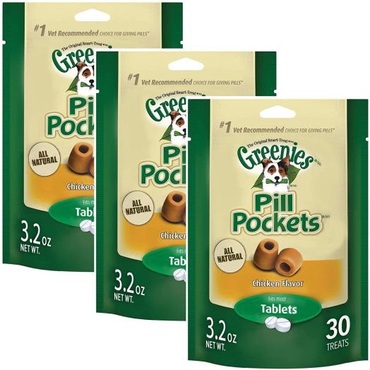 Greenies Pill Pockets, 30 Count, Chicken Flavor, 3 Pack