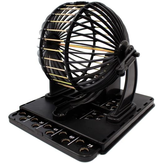 PowerTRC Bingo Machine Cage Game Set, With Bingo Balls, Classic Metal Cage, Bingo Tray
