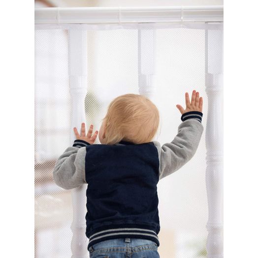 Roving Cove Banister Guard, Baby Safety Stairs Rail Net, Baby Proofing Stair Balcony Banister Railing Guard, Child Proof Stair Guards Mesh, Safe Rail, Indoor 10ft L x 3ft H Pearl White