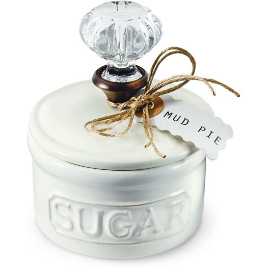 Mud Pie Door Knob Sugar Bowl, White (4781004)
