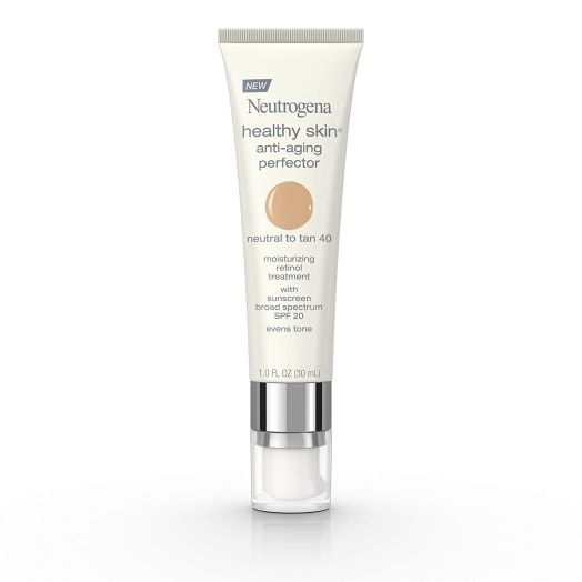 Neutrogena Healthy Skin Anti-Aging Perfector Tinted Facial Moisturizer and Retinol Treatment with Broad Spectrum SPF 20 Sunscreen with Titanium Dioxide, 40 Neutral to Tan, 1 fl. oz