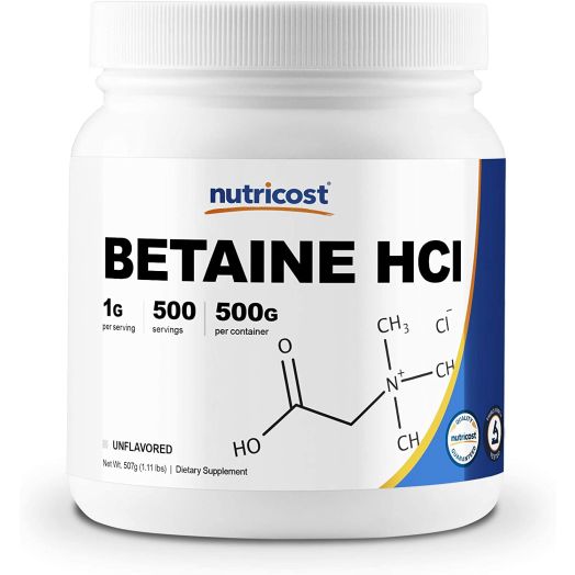 Nutricost Betaine HCl Powder 500 Grams - Gluten Free, Non-GMO