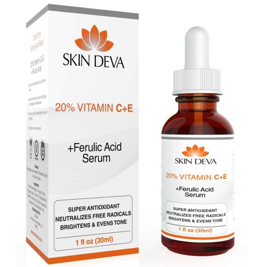 20% Vitamin C and E Plus Ferulic Acid Serum Rejuvenates Skin to Fresh and Beautiful w/Super Antioxidant That Powerfully Neutralizes Free Radicals to Brighten and Even