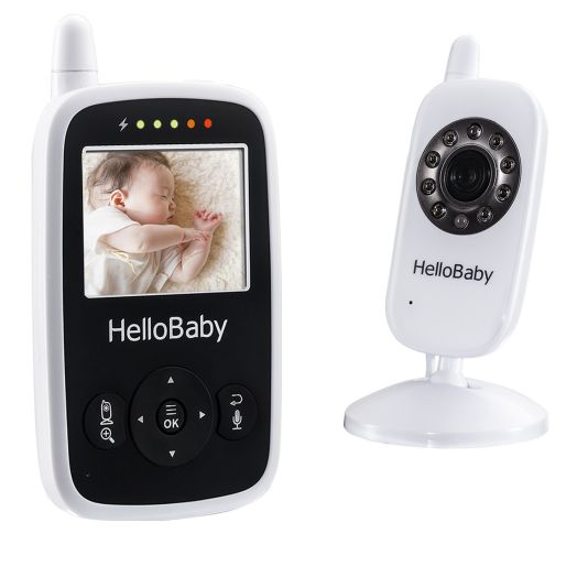 Hello Baby Wireless Video Baby Monitor with Digital Camera HB24, Night Vision Temperature Monitoring and 2 Way Talkback System, White
