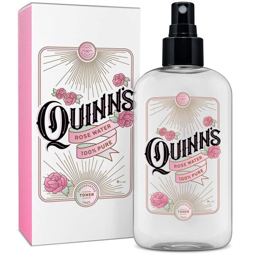 Quinn's Rose Water Spray. Facial Toner Mist with Pure Rosewater. Alcohol Free Moisturizer and Skincare for Face, Hair and more. 8 ounce.