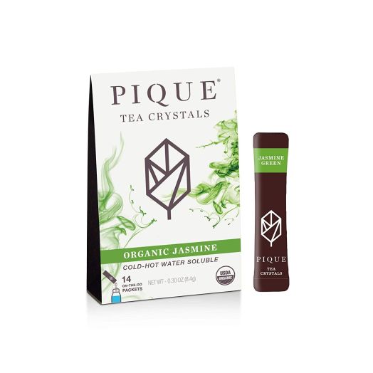 Pique Tea Organic Jasmine Green Tea Crystals - Immune Support, Gut Health, Fasting -14 Single Serve Sticks (Pack of 1)