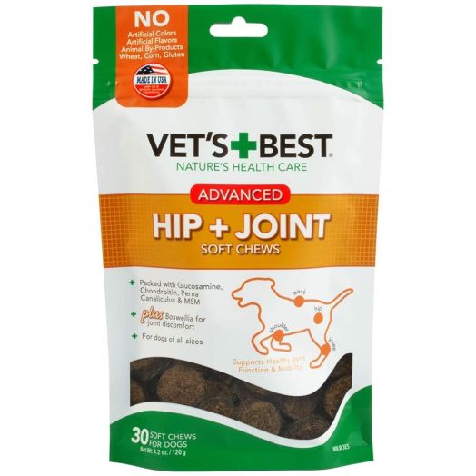 Vet's Best Hip and Joint Soft Chew Dog Supplements | Formulated with Glucosamine and Chondroitin to Support Dog Joint and Cartilage Health | 30 Day Supply
