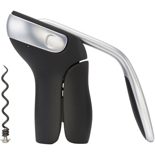 OXO SteeL Vertical Lever Corkscrew with Removable Foil Cutter,Black/Silver,2.1