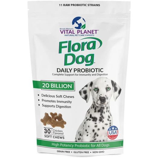 Vital Planet - Flora Dog Soft Chews - Natural Probiotic Support for Immunity and Digestion - 30 Chews