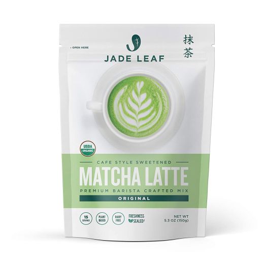 Jade Leaf Organic Matcha Latte Mix - Cafe Style Sweetened Blend - Sweet Matcha Green Tea Powder [5.3oz Pouch]