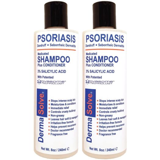 Scalp Psoriasis, Seborrheic Dermatitis and Dandruff Shampoo Plus Conditioner by DermaSolve (2-Pack) | Naturally Heals Itchy Flakey Inflamed Skin and Provides Soothing Moisturizing Relief