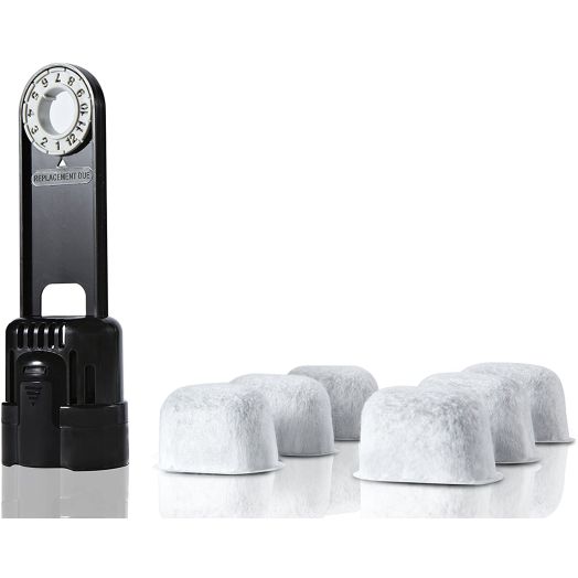 6-pack Replacement Charcoal Water filter Cartridges with Starter Kit Combo for Keurig single brewing system and some models of Breville by Geesta