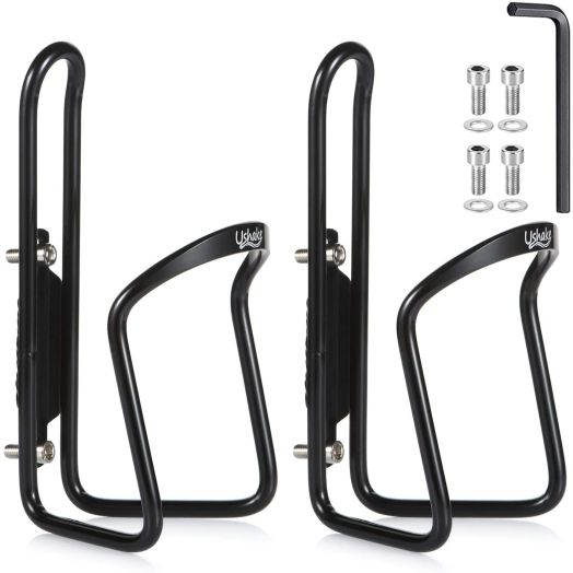 USHAKE Water Bottle Cages, Basic MTB Bike Bicycle Alloy Aluminum Lightweight Water Bottle Holder Cages Brackets(2 Pack- Drilled Holes Required)