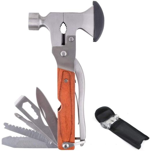 Multifunction Multipurpose MultiTools Multitool Camping Survival Hammer Wood Inlay Handle Metal Portable Multi Tool Outdoor Gadgets Axe