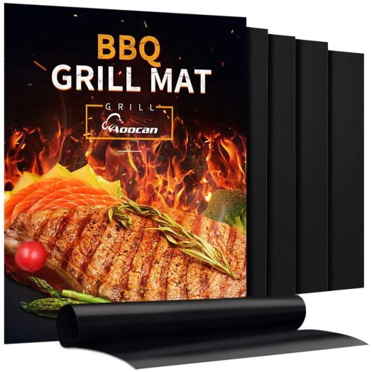 Aoocan Grill Mat - Set of 5 Heavy Duty BBQ Grill Mats Non Stick, BBQ Grill and Baking Mats - Reusable, Easy to Clean Barbecue Grilling Accessories - Work on Gas Charcoal Electric - Extended Warranty