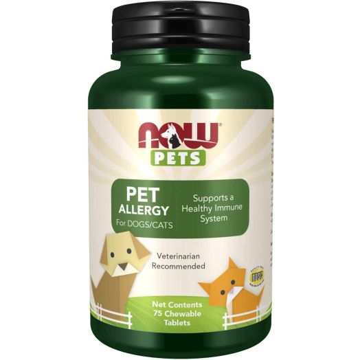 NOW Pet Health, Pet Allergy Supplement, Formulated for Cats and Dogs, NASC Certified, 75 Chewable Tablets