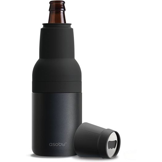 Asobu Frosty Beer 2 Go Vacuum Insulated Double Walled Stainless Steel Beer Can and Bottle Cooler with Beer Opener (black)