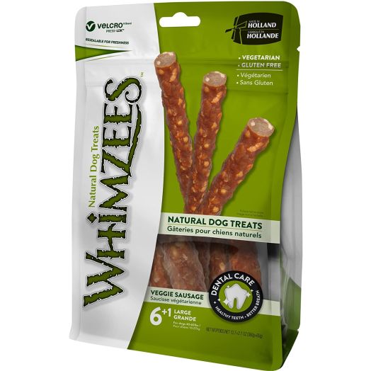 Whimzees Natural Grain Free Dental Dog Treats, Veggie Sausage