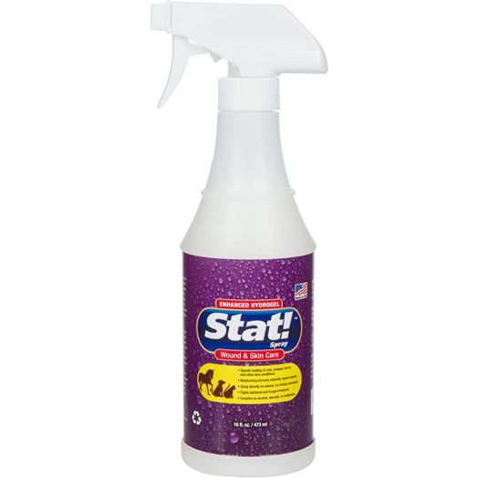 Stat! Spray Pet Wound and Skin Care with Enhanced Hydrogel; First-Aid Treatment for Dogs, Cats and Horses, Speeds Healing of Cuts, Bites, Scratches; Soothing Relief Hot Spots, Itching, Chewing, 16 fl. oz.