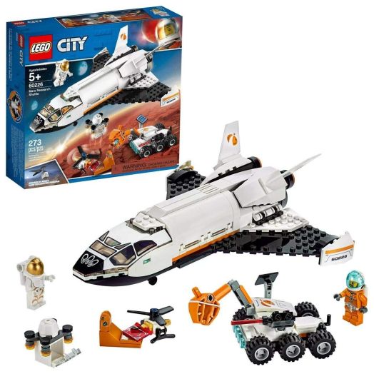 Lego City Space Mars Research Shuttle 60226 Space Shuttle Toy Building Kit with Mars Rover and Astronaut Minifigures, Top Stem Toy for Boys and Girls (273piece), 1 Lb