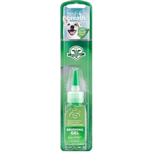 Fresh Breath by TropiClean Brushing Dental and Oral Care Gel for Dogs and Cats, 2oz, Made in USA - Removes Plaque and Tartar