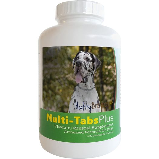 Healthy Breeds Multi-Tabs Advanced Formula Vitamin and Mineral Daily Dietary Supplement - Liver Flavored Tablets - Over 200 Breeds - 180 or 365 Chews