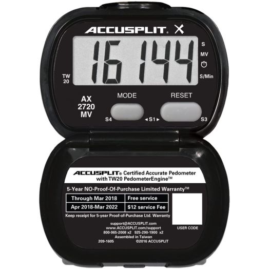 ACCUSPLIT Accelerometer Activity Tracker Pedometer with MVPA, Black