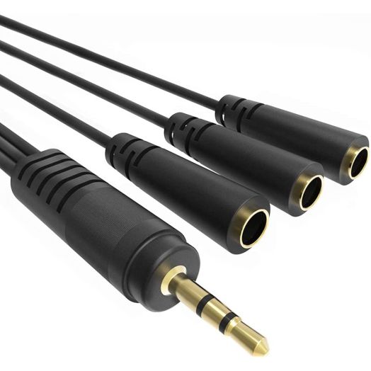 Ancable 9 Inch 3.5mm (1/8") Male to 3X Female Stereo Splitter Audio Cable, 3 Way Splitter Gold-Plated
