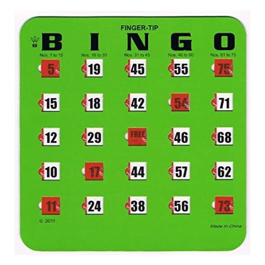 Regal Games Easy Read 4-Ply Finger-Tip Shutter Slide Bingo Cards, Green