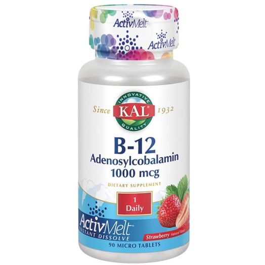 KAL B-12 Adenosylcobalamin Activmelt, Strawberry, White, 90 Count