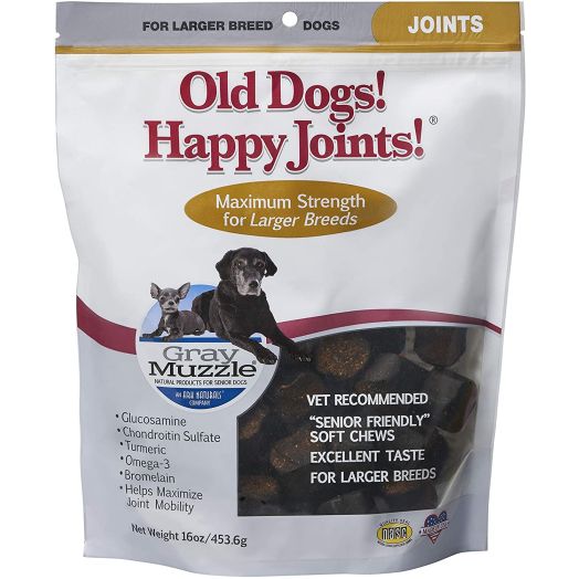 Ark Naturals Gray Muzzle Old Dogs Happy Joints Maximum Strength Chews for Large Breed Dogs, Vet Recommended to Support Cartilage and Joint Function, 500 mg Glucosamine, 16.5 oz Bag