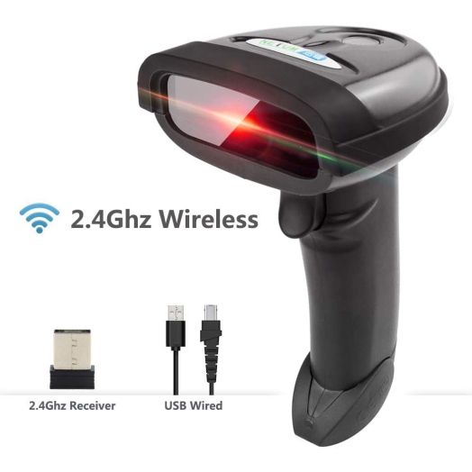 NETUM Wireless Barcode Scanner, 2 in 1 2.4G Wireless and USB Wired 1D Laser Barcode Reader Handheld Bar Code Reader Cordless Rechargeable Bar Code Scanner for Computer MAC Laptop NT-1698W