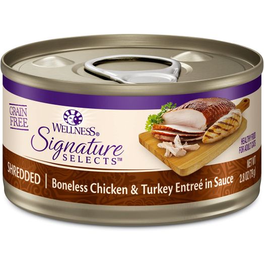 Wellness Core Signature Selects Natural Canned Grain Free Wet Cat Food Shredded Chicken and Turkey