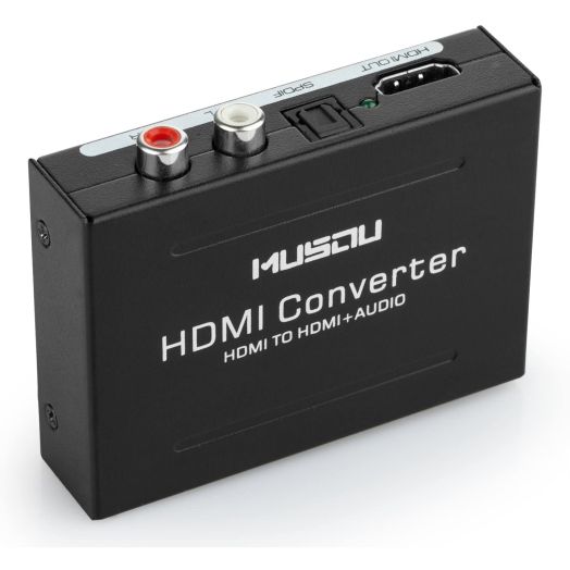 Musou 1080P HDMI Audio Extractor HDMI to HDMI + Optical Toslink(SPDIF) + RCA(L/R) Stereo Analog Outputs Video Audio Splitter Converter