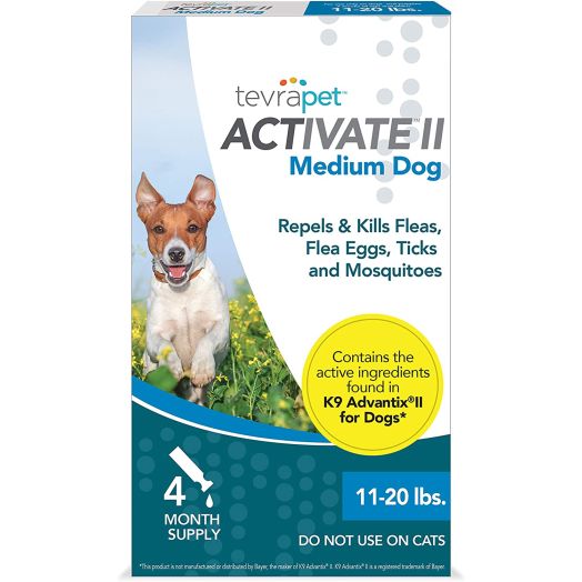 TevraPet Activate II Flea and Tick Prevention for Dogs  4 Months Topical Flea and Tick Treatment and Control
