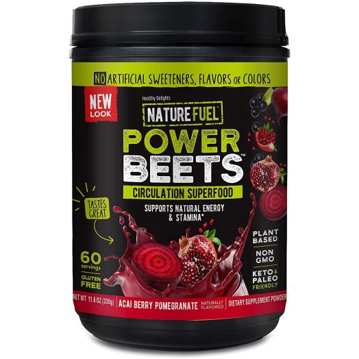 Nature Fuel Power Beets Super Concentrated Circulation Superfood Dietary Supplement Delicious Acai Berry Pomegranate Flavor Non-GMO Beet Root Powder, 60 Servings