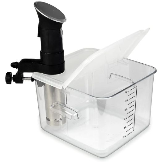 EVERIE Collapsible Hinged Sous Vide Container Lid Compatible with Anova Culinary Precision Cooker and 12,18,22 Quart Rubbermaid Container (Corner Mount)