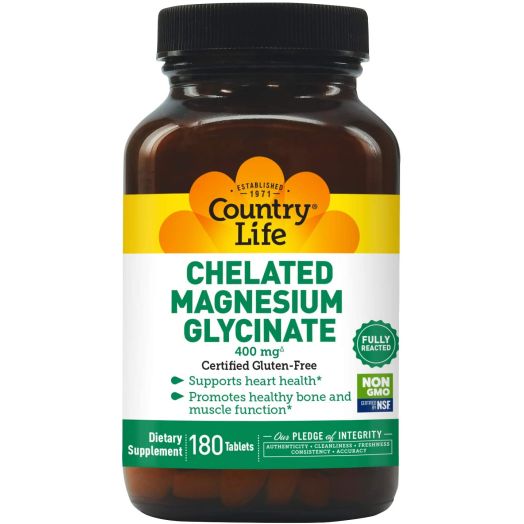 Country Life - Chelated Magnesium Glycinate, 400 mg - 180 Tablets