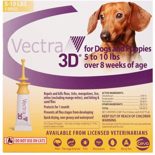 Vectra 3D XS Dog 5-10lbs, 3 Doses