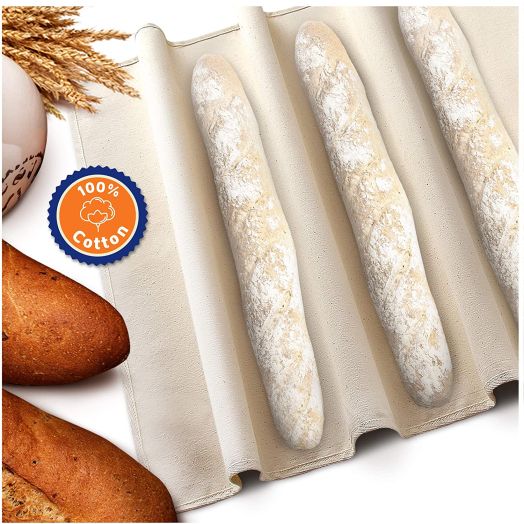 Orblue Baker's Couche and Proofing Cloth, 100% Cotton Fabric for Bread Dough Baking, Shaping Tool for Baguettes, Loaves, Ciabatta, 24 x 36 Inches
