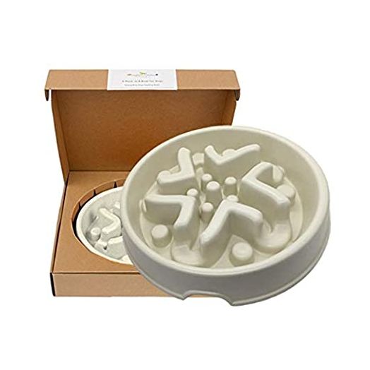 Simply Pets Online Anti Gulp Dog Bowl  Non Plastic, Slow Feeder Dog Bowl, Made from Bamboo Fiber