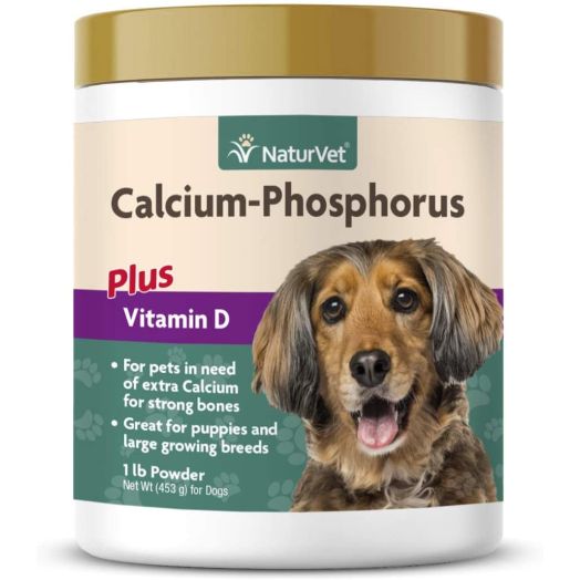 NaturVet  Calcium-Phosphorus For Dogs Plus Vitamin D  1lb Powder  Supports Strong and Healthy Bones  Enhanced with Essential Minerals and Vitamin D
