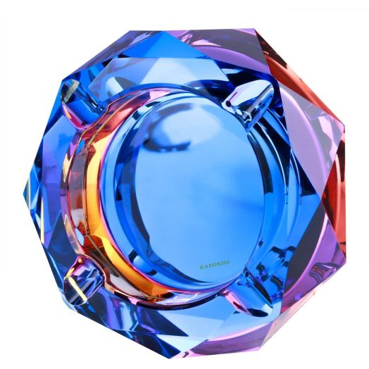 Kaforise Crystal Outdoors Indoors Cigarette Ashtray Ash Holder Case, Colorful Pattern Home Office Tabletop Beautiful Decoration Craft (Bling Bling 01)