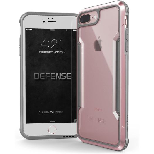 X-Doria iPhone 8 Plus and iPhone 7 Plus Case, Defense Shield Series - Military Grade  Drop Tested, Anodized Aluminum, TPU, and Polycarbonate Protective Case for Apple iPhone 8 Plus and 7 Plus (Rose Gold)