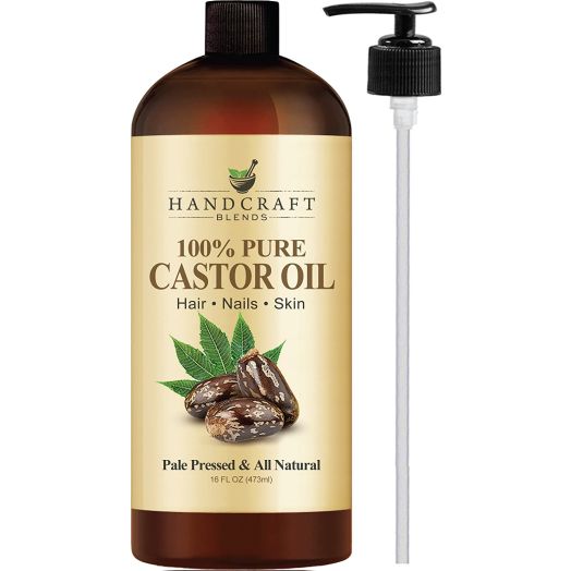 Handcraft Pure Castor Oil - 100% Pure and Natural - Premium Quality Moisturizes and Protects Dry Skin For Hair Growth, Eyelashes, Joint and Muscle Pain - Huge 16 oz - Packaging May Vary